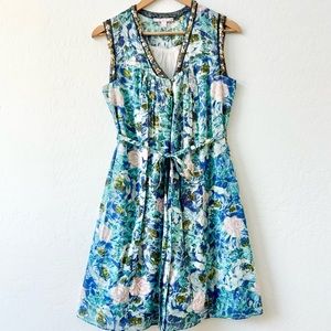 Rebecca Taylor Water Color Dress, Sequin Collar, Size 4, Excellent Condition